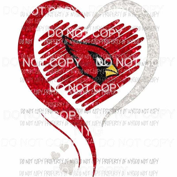 St. Louis Cardinals hearts red silver glitter Sublimation transfers Heat Transfer