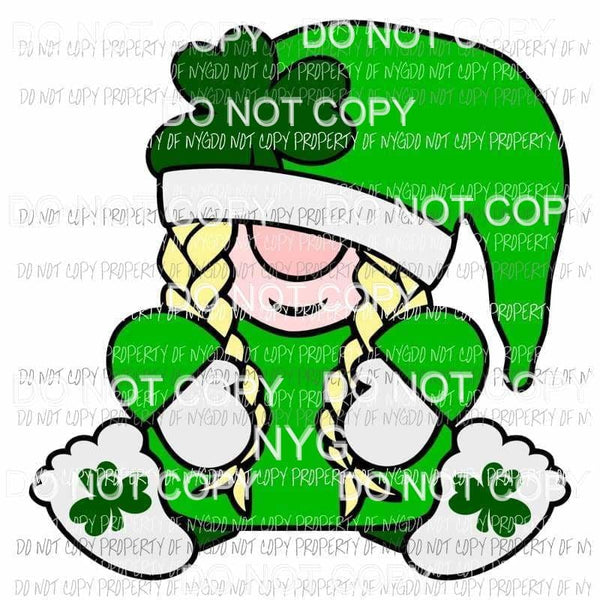 St. Patricks Day Gnome girl shamrocks Sublimation transfers Heat Transfer