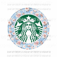 Starbucks denim floral Sublimation transfers Heat Transfer