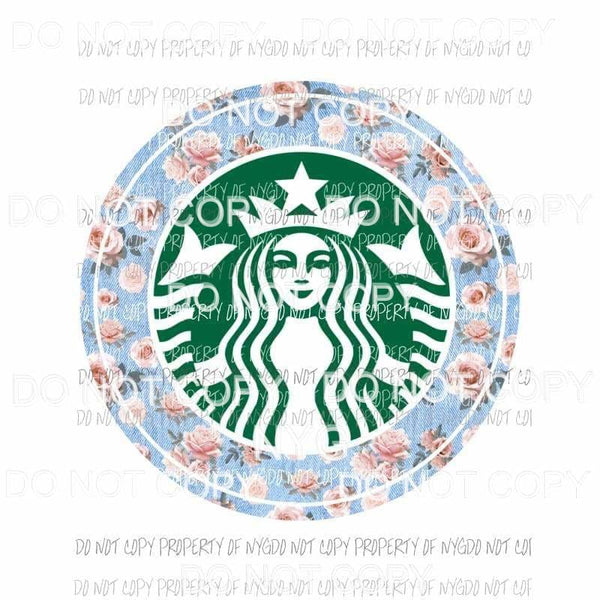 Starbucks denim floral Sublimation transfers Heat Transfer