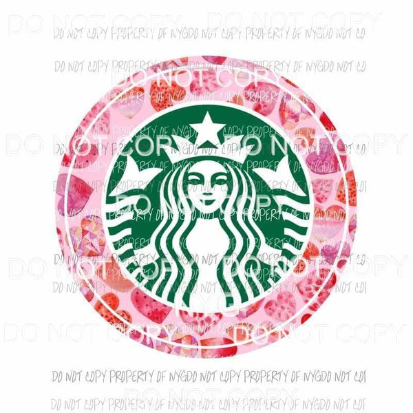 Starbucks pink red hearts Sublimation transfers Heat Transfer