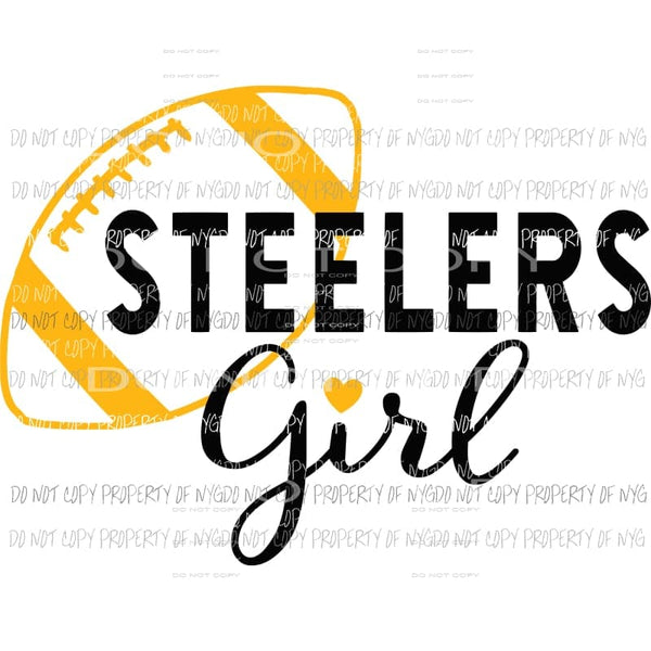 Steelers Girl football yellow black Sublimation transfers Heat Transfer