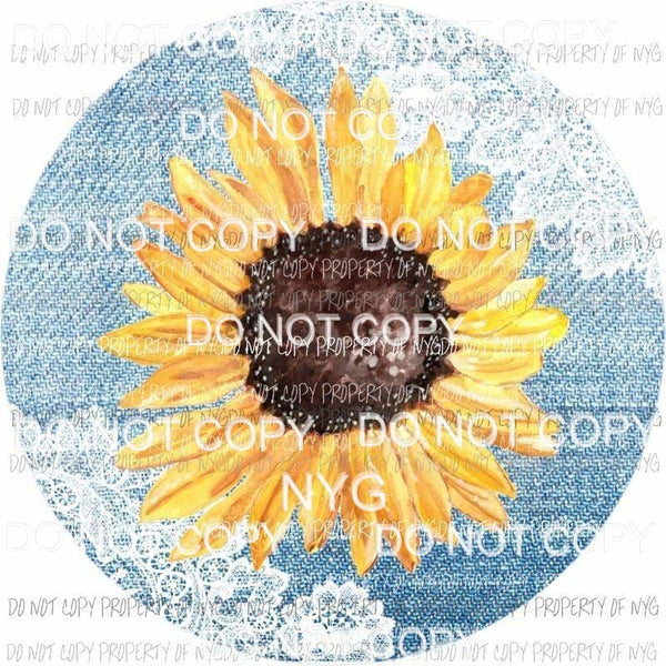 Sunflower and denim lace circle Sublimation transfers Heat Transfer