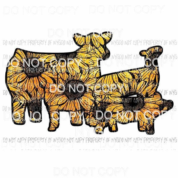 Sunflower Animals Group cow sheep pig Sublimation transfers Heat Transfer