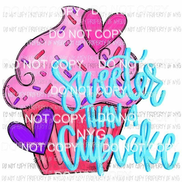 Sweeter Than A Cupcake teal pink purple hearts Sublimation transfers Heat Transfer