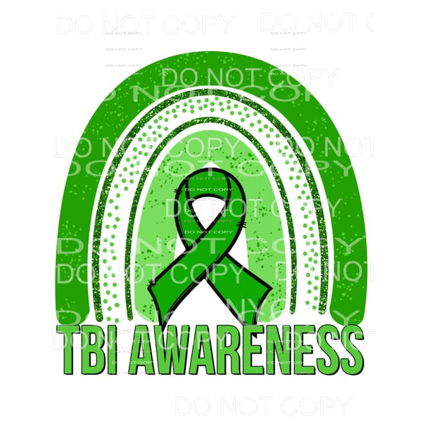 TBI Awareness Green Ribbon Rainbow Sublimation transfers - 