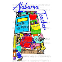 Teacher Alabama State school Shown Comment what state you need in notes Sublimation transfers Heat Transfer