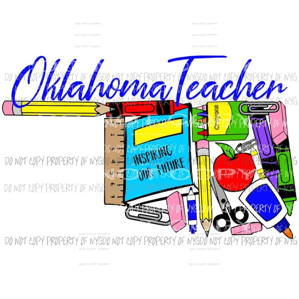 Teacher State Oklahoma shown in notes comment what state you need Sublimation transfers teacher Heat Transfer