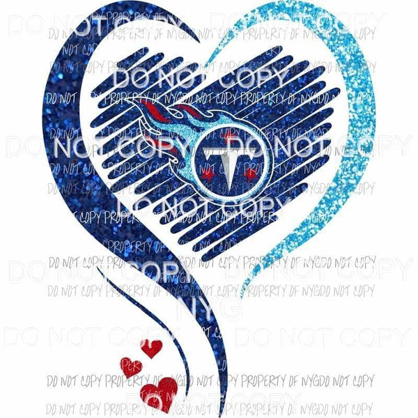 Tennessee Titans heart blue glitter Sublimation transfers Heat Transfer