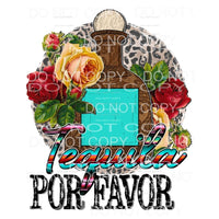 Tequila Por Favor Bottle Serape Flowers Leopard Sublimation 