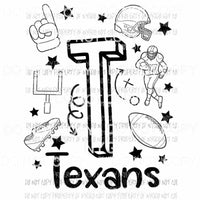 Texans football spirit doodle Sublimation transfers Heat Transfer