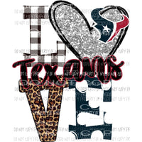 Texans love polka dot red white blue Sublimation transfers Heat Transfer