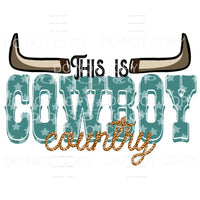 This Is Cowboy Country Horns Green Stars Rope Sublimation 