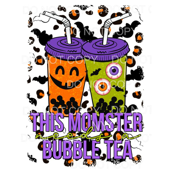 This Momster Needs A Bubble Tea Purple Orange Halloween Cups