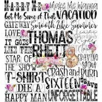 Thomas Rhett songs Sublimation transfers Heat Transfer