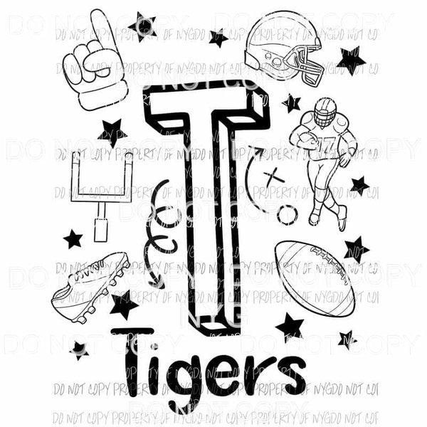 Tigers football spirit doodle Sublimation transfers Heat Transfer