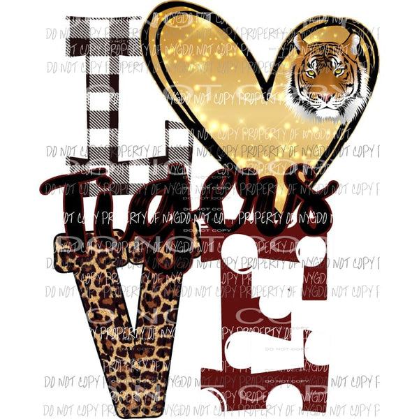 Tigers Maroon and gold tiger gold heart love polka dot Sublimation transfers Heat Transfer