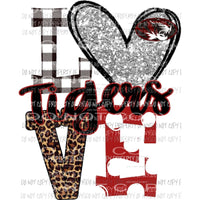 Tigers maroon love polka pot silver heart Sublimation transfers Heat Transfer