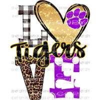 Tigers purple and gold heart love polka dot Sublimation transfers Heat Transfer