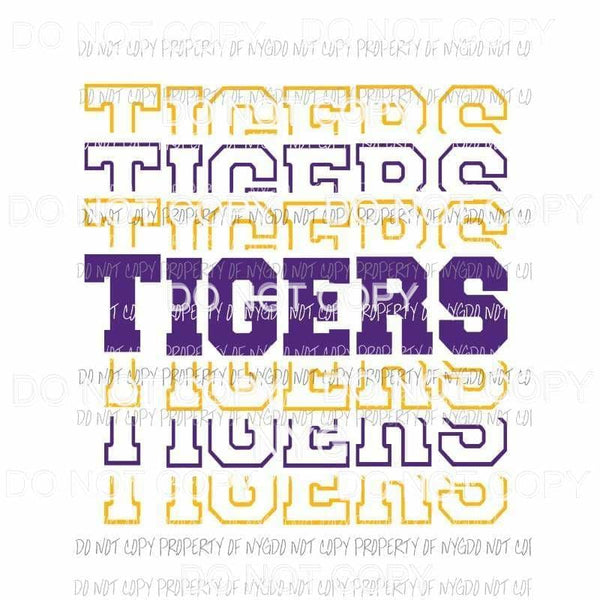 TIGERS stacked #2 blue gold Sublimation transfers Heat Transfer
