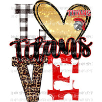 Titans Carl albert Red Love polka dot leopard heart Sublimation transfers Heat Transfer