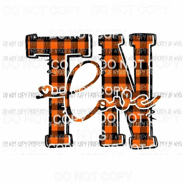 TN Love orange plaid Tennessee Sublimation transfers Heat Transfer