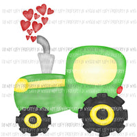 Tractor with hearts green Sublimation transfers Heat Transfer