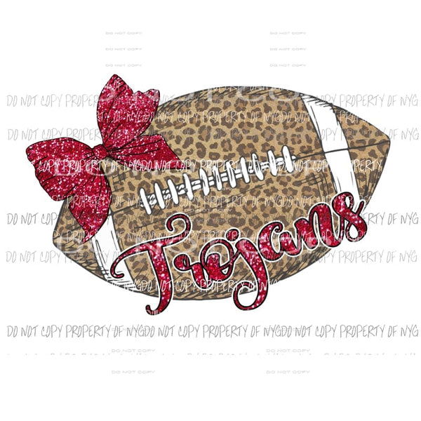 Trojans football Glitter Red Sublimation transfers Heat Transfer