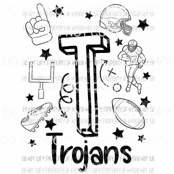 Trojans football spirit doodle Sublimation transfers Heat Transfer