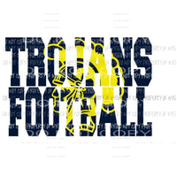 Trojans Football words blue gold Sublimation transfers Heat Transfer