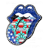 Turquoise Flag Blue Glitter Lips Sublimation transfers - 