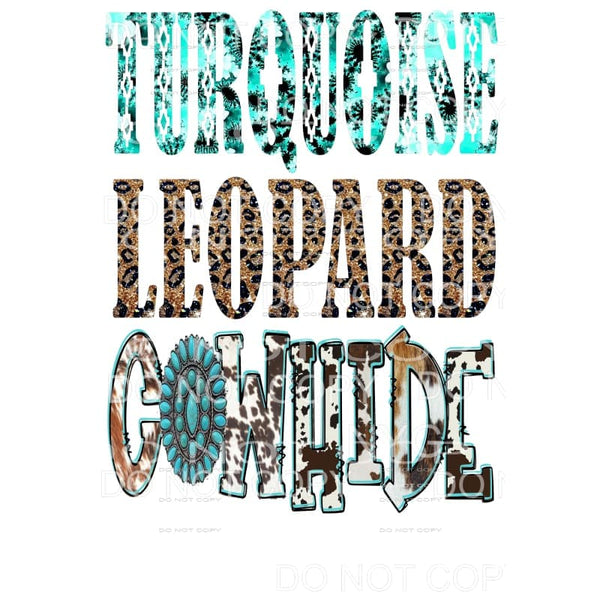 Turquoise Leopard Cowhide Sublimation transfer - Heat 