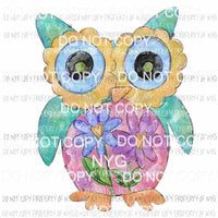 Valentines Owl flowers watercolor Sublimation transfers Heat Transfer