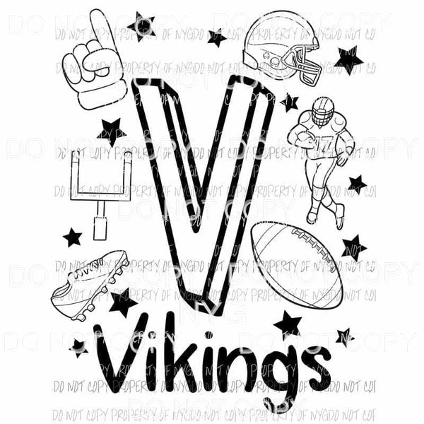 Vikings football spirit doodle Sublimation transfers Heat Transfer