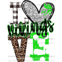 Vikings Green Love polka dot silver heart Sublimation transfers Heat Transfer