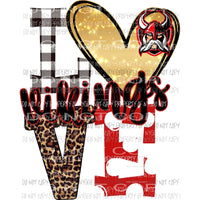 Vikings red white black Love polka dot gold heart Sublimation transfers Heat Transfer