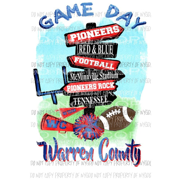 Warren County Custom Game Day Sublimation transfers Heat Transfer