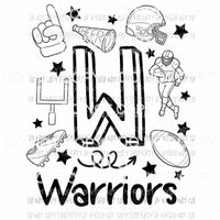 Warriors football spirit doodle Sublimation transfers Heat Transfer