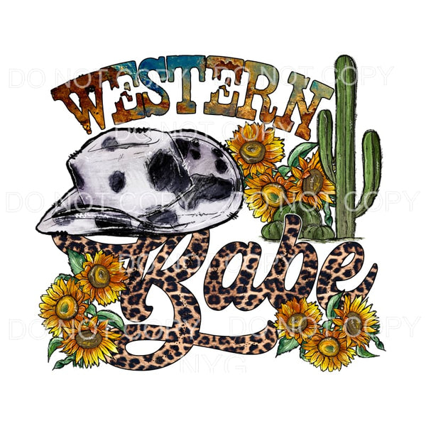 Western Babe Leopard Cowhide Cowboy Hat Sunflowers Cactus 