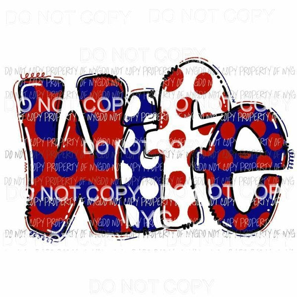 Wife red white blue polka dots Sublimation transfers Heat Transfer