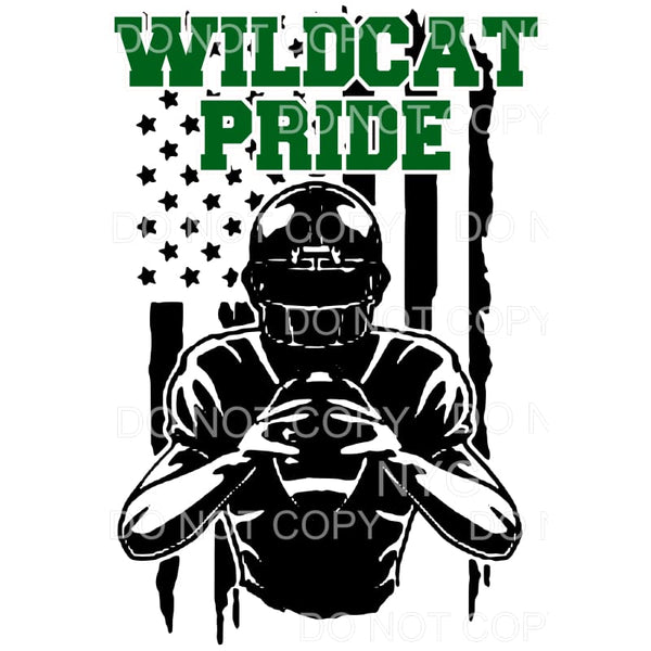 Wildcat Pride Football green Sublimation transfers - Heat 