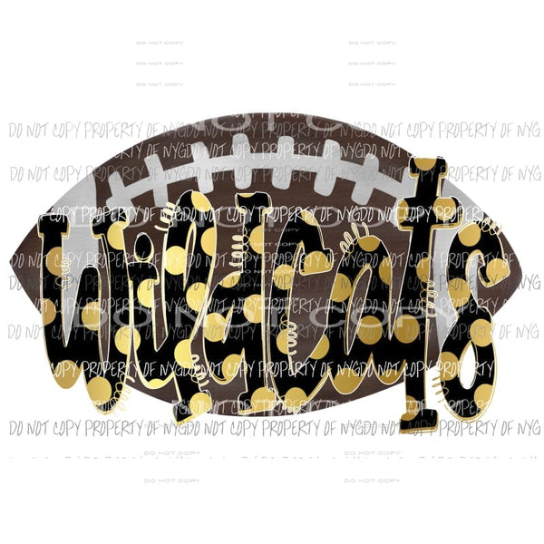 Wildcats Black and gold football Sublimation transfers Heat Transfer