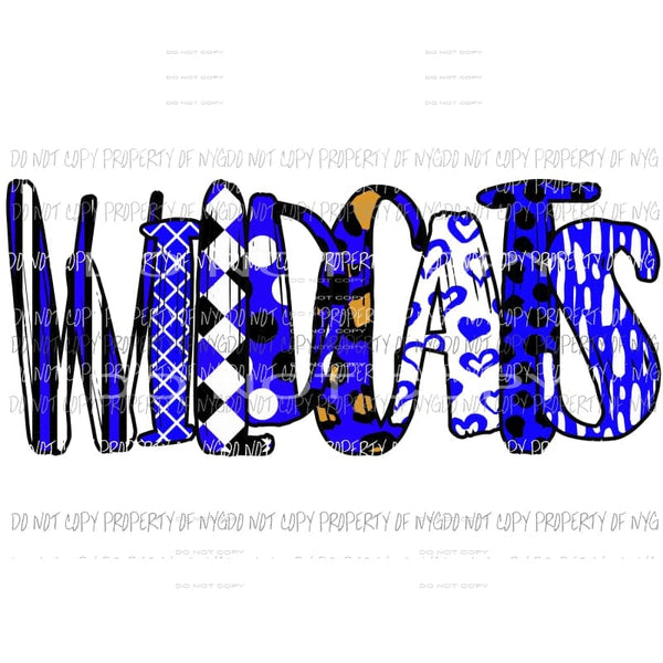 WILDCATS leopard multi print blue football sports Sublimation transfers Heat Transfer