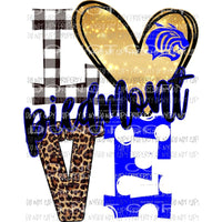 Wildcats piedmont blue and gold heart cat love polka dot Sublimation transfers Heat Transfer