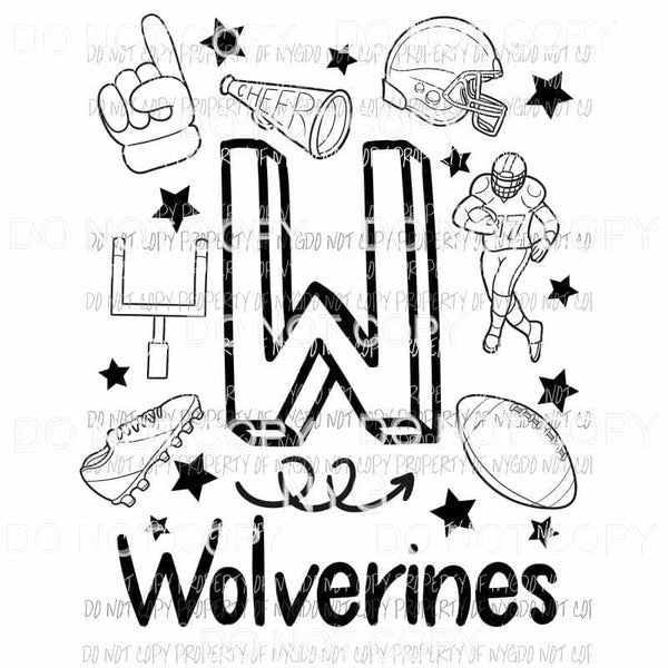 Wolverines football spirit doodle Sublimation transfers Heat Transfer