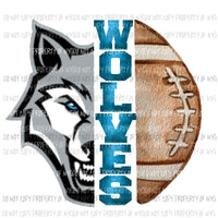 Wolves Football half football Blue School football Sublimation transfers Heat Transfer