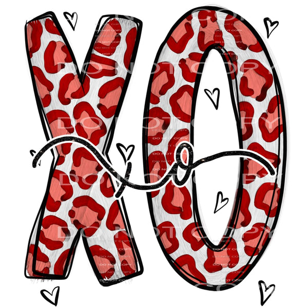 XO XO Hearts Red Leopard Valetines Day #2465 Sublimation 