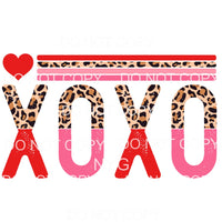 XOXO Leopard Top Pink Red Stripes Heart Valentines Day #2288