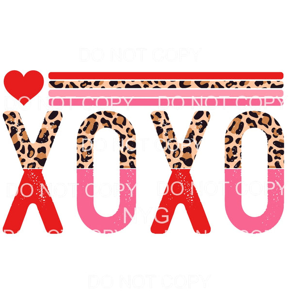 XOXO Leopard Top Pink Red Stripes Heart Valentines Day #2288