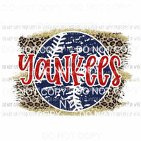 Yankees baseball leopard Sublimation transfers Heat Transfer